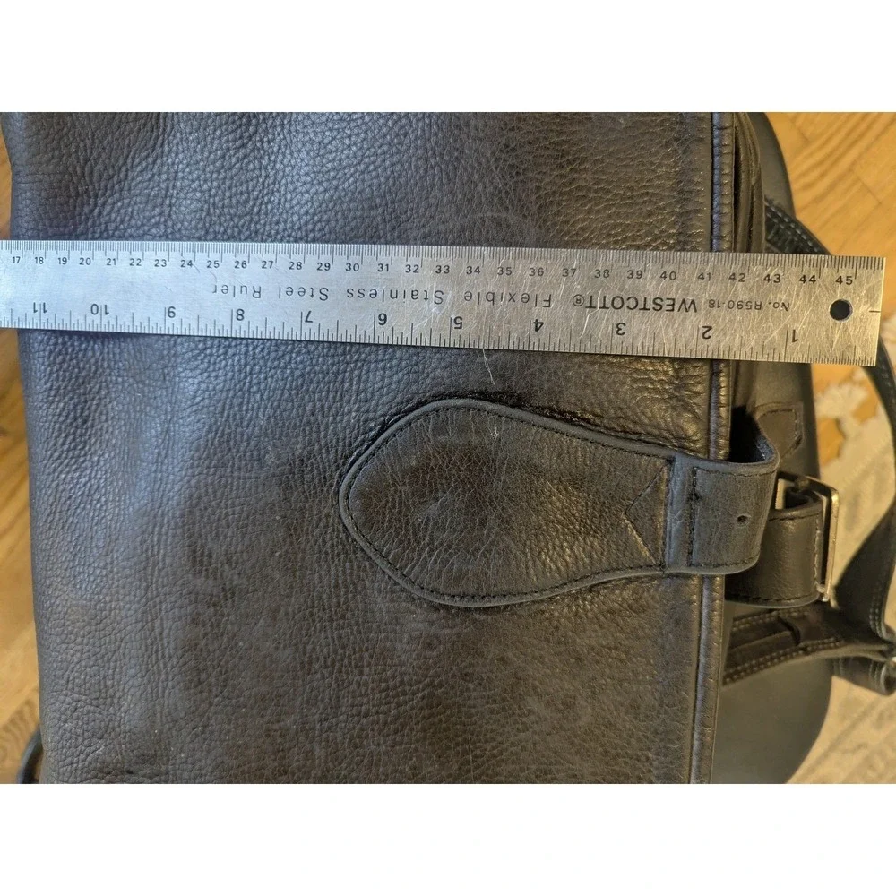 Paul B Delvaille Messenger Bag New‎ York Black Brown Leather Vtg Flap Shoulder